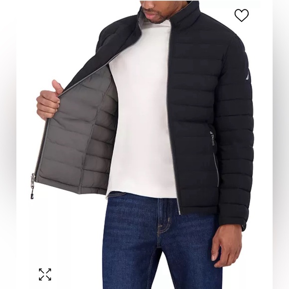NAUTICA Men’s Reversible Quilted Puffer Jacket Black/Gray - Picture 1 of 12